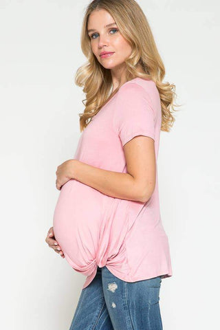 Pretty in Pink Twist Front Maternity Tee